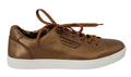 Dolce & Gabbana Gold Leder Herren Casual Turnschuhe
