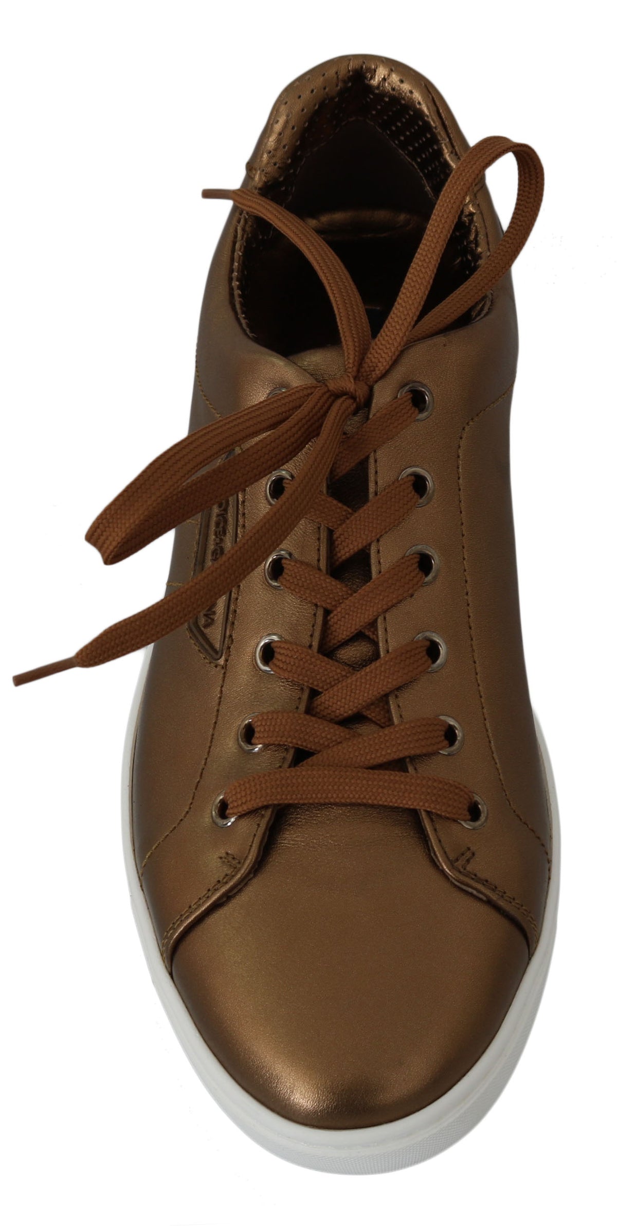 Dolce & Gabbana Gold Leder Herren Casual Turnschuhe