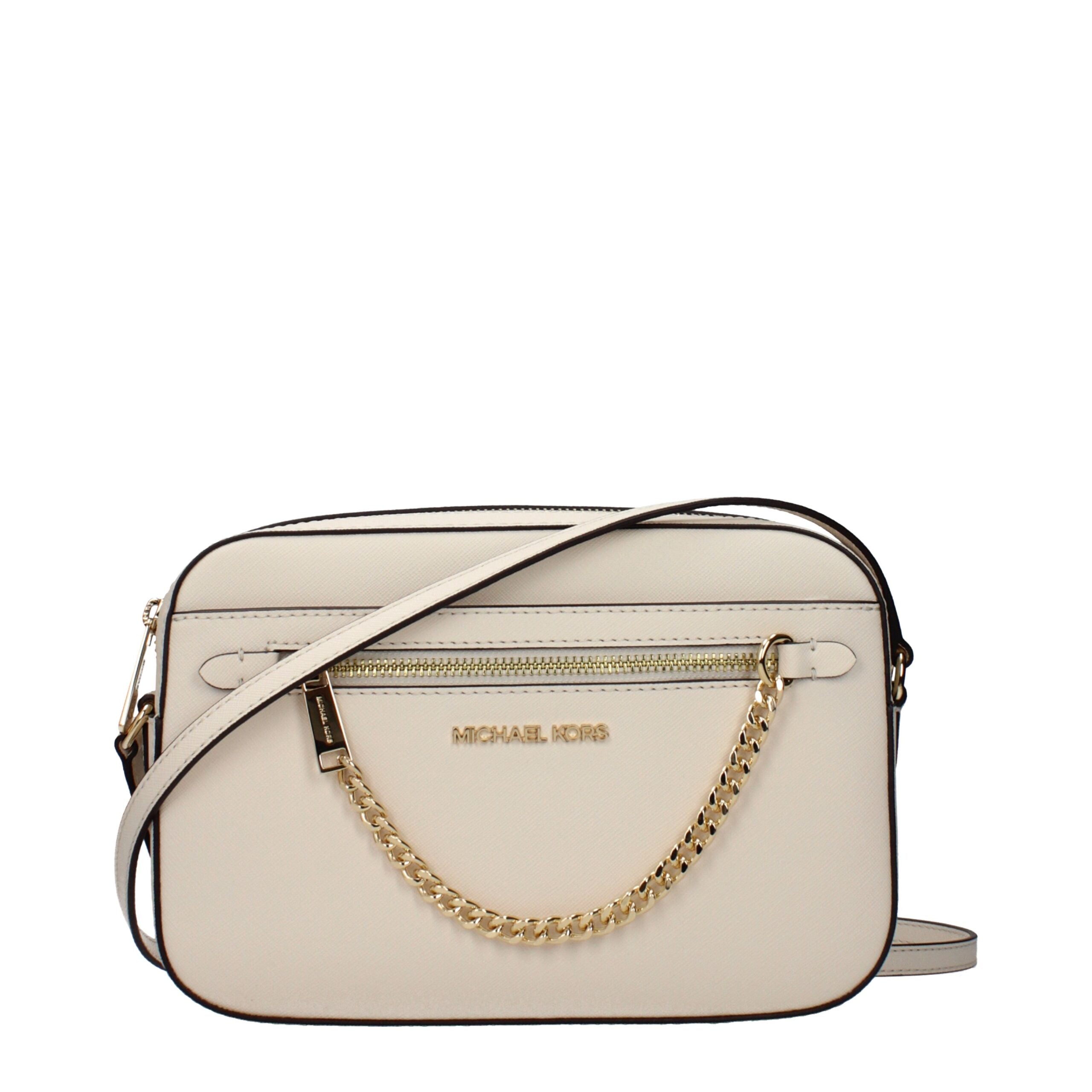 Beige Leder Crossbody Bag