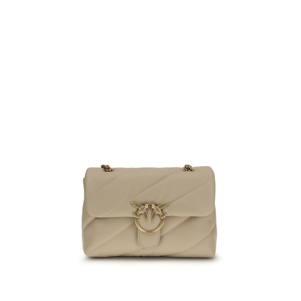 PINKO Beige Kalbsleder Bos Taurus Schultertasche