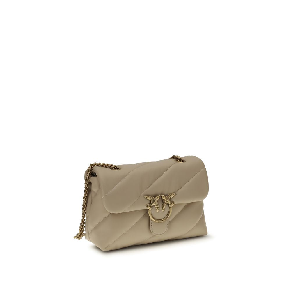 PINKO Beige Kalbsleder Bos Taurus Schultertasche