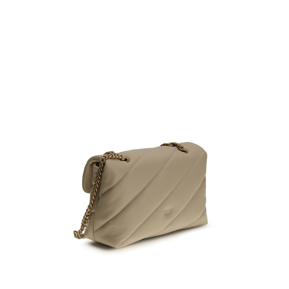 PINKO Beige Kalbsleder Bos Taurus Schultertasche
