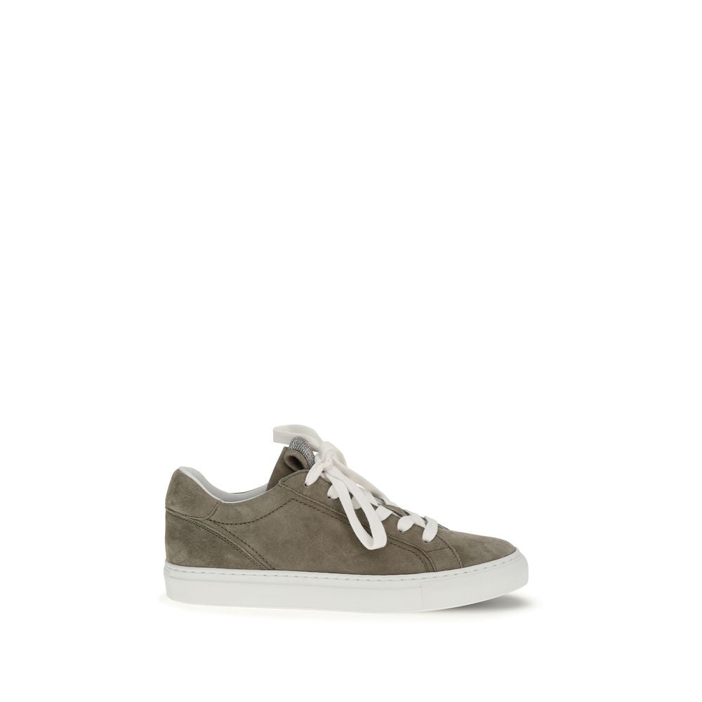 Brunello Cucinelli Graue Bos Taurus Kalbsleder-Sneakers