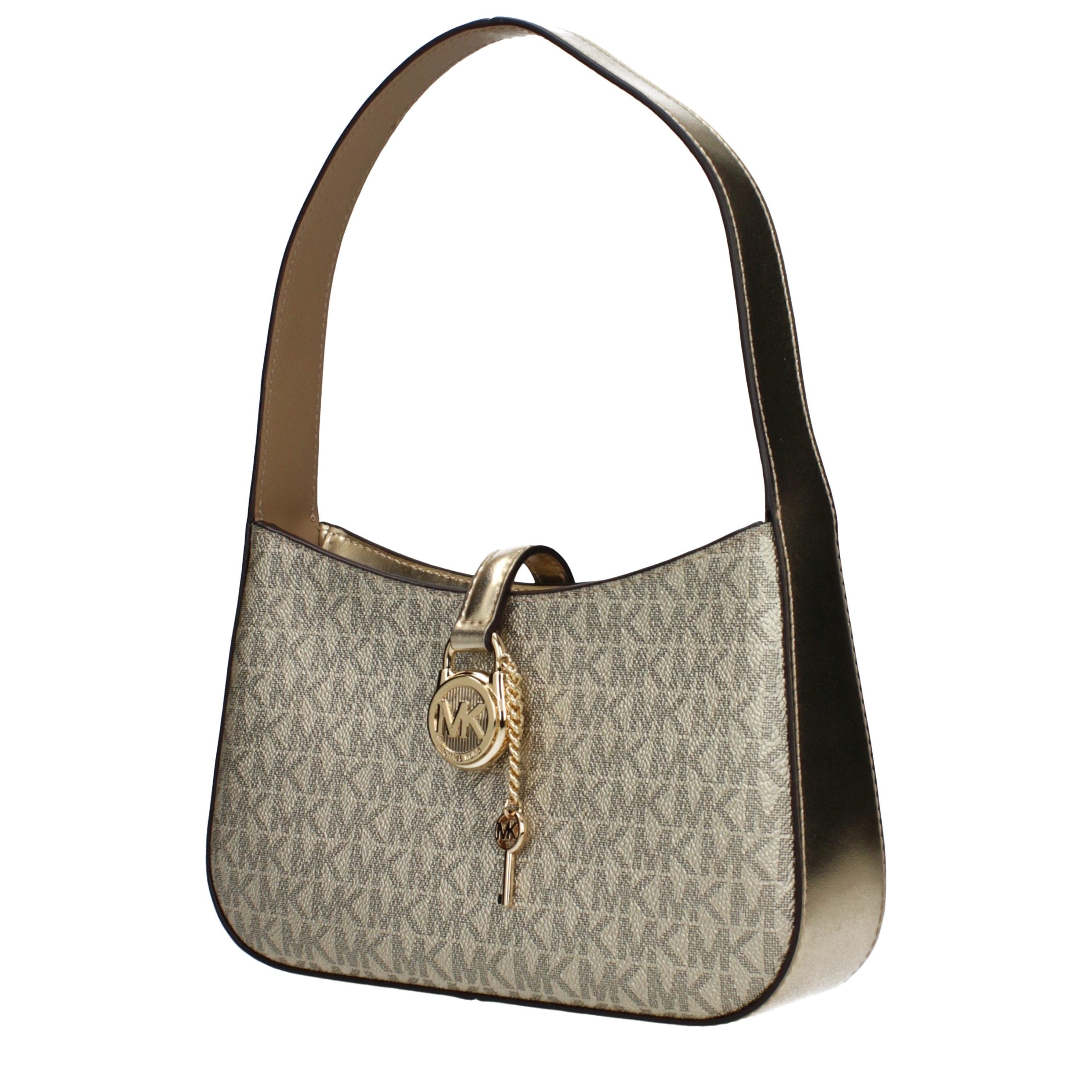 Goldfarbene Stoffhandtasche