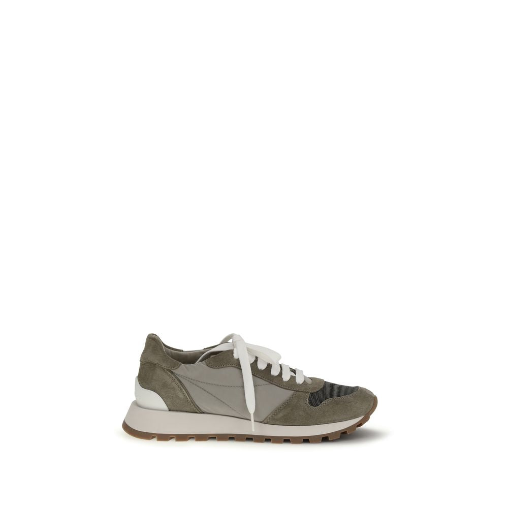 Brunello Cucinelli Zweifarbige Polyester-Sneaker im Athletic-Stil