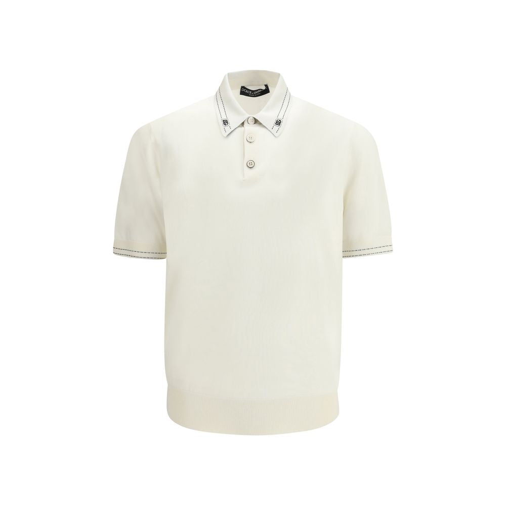 Dolce & Gabbana Beige Silk Polo Shirt