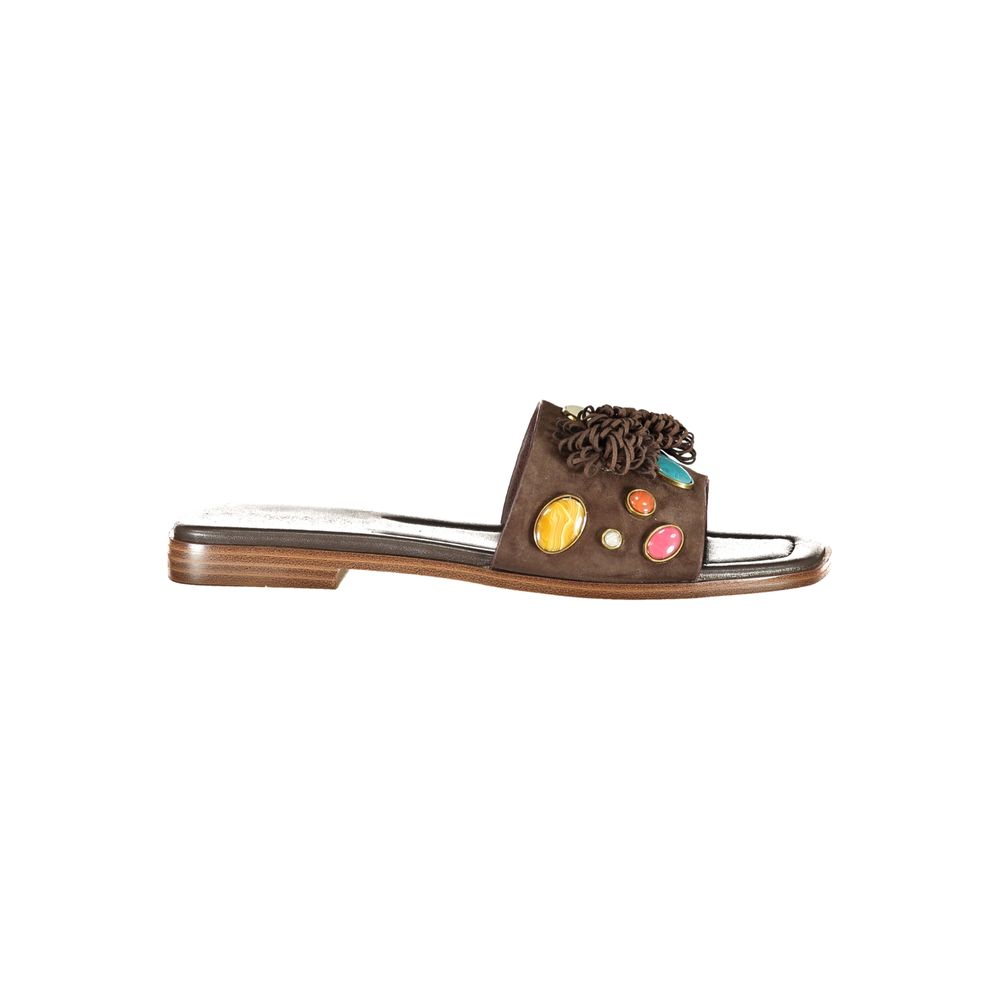 Twinset Marrone Leder Damen Slipper