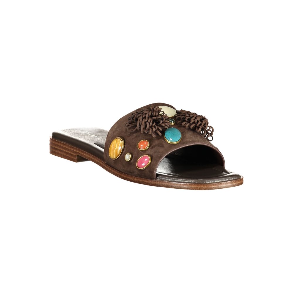 Twinset Marrone Leder Damen Slipper