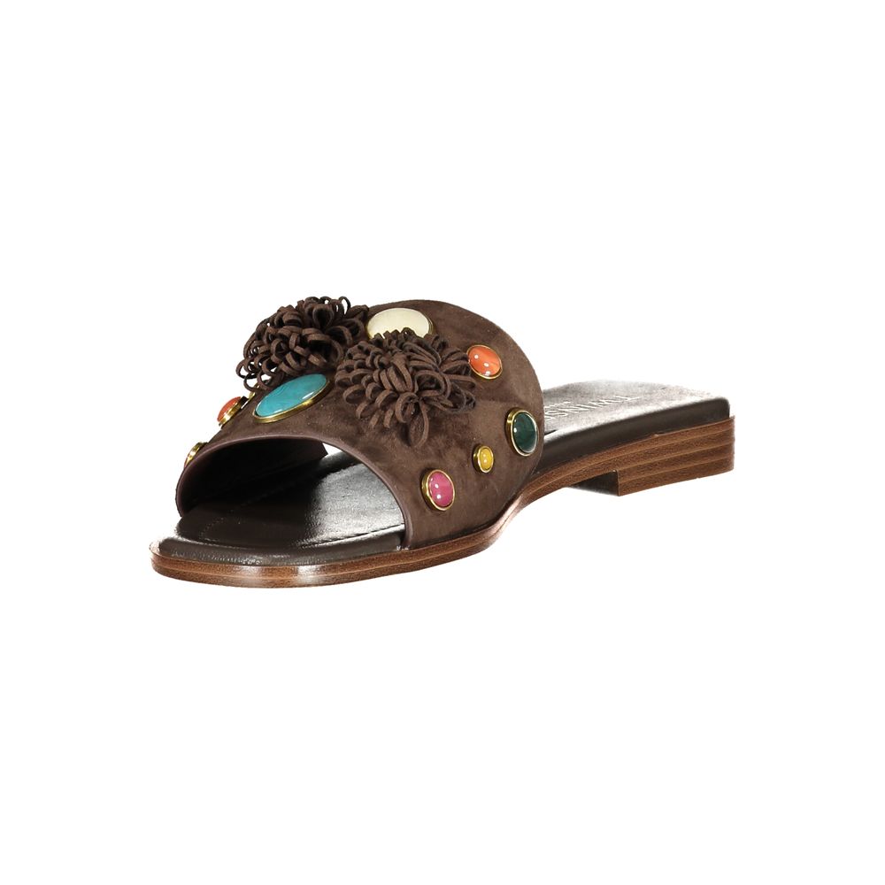 Twinset Marrone Leder Damen Slipper