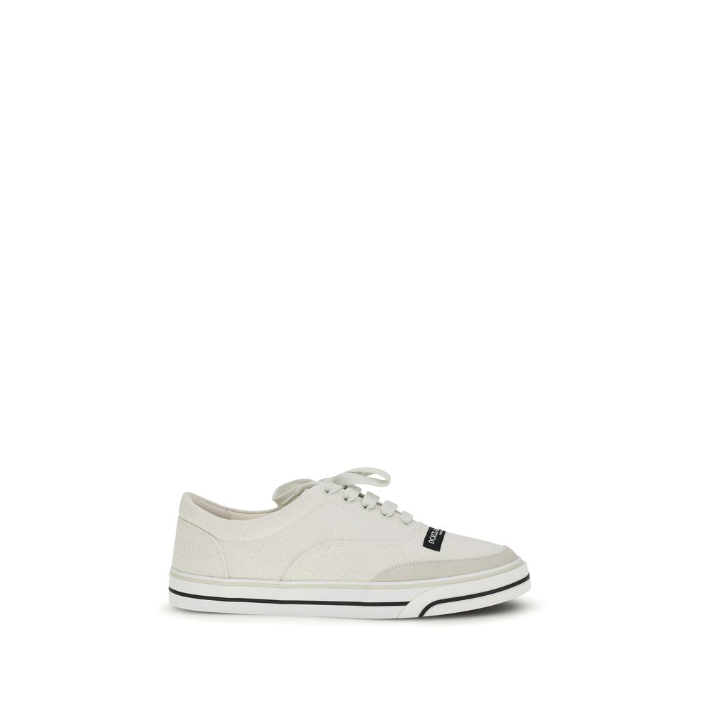 Dolce&Gabbana-Weiße Sneaker aus Leinen, Low-Top