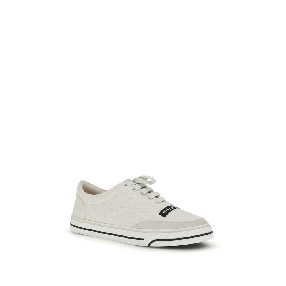 Dolce&Gabbana-Weiße Sneaker aus Leinen, Low-Top