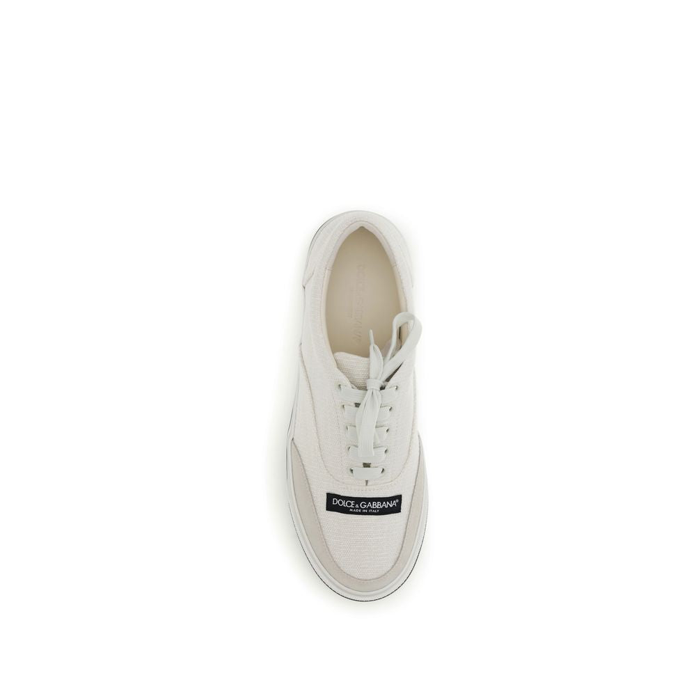 Dolce&Gabbana-Weiße Sneaker aus Leinen, Low-Top