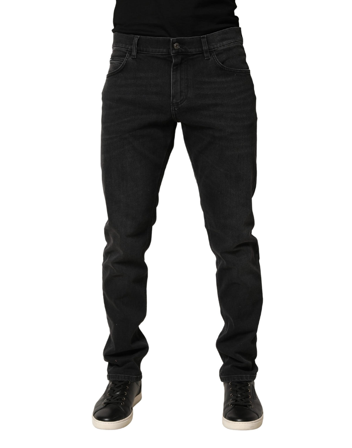 Dolce & Gabbana Schwarze Baumwoll Stretch Regular Skinny Jeans