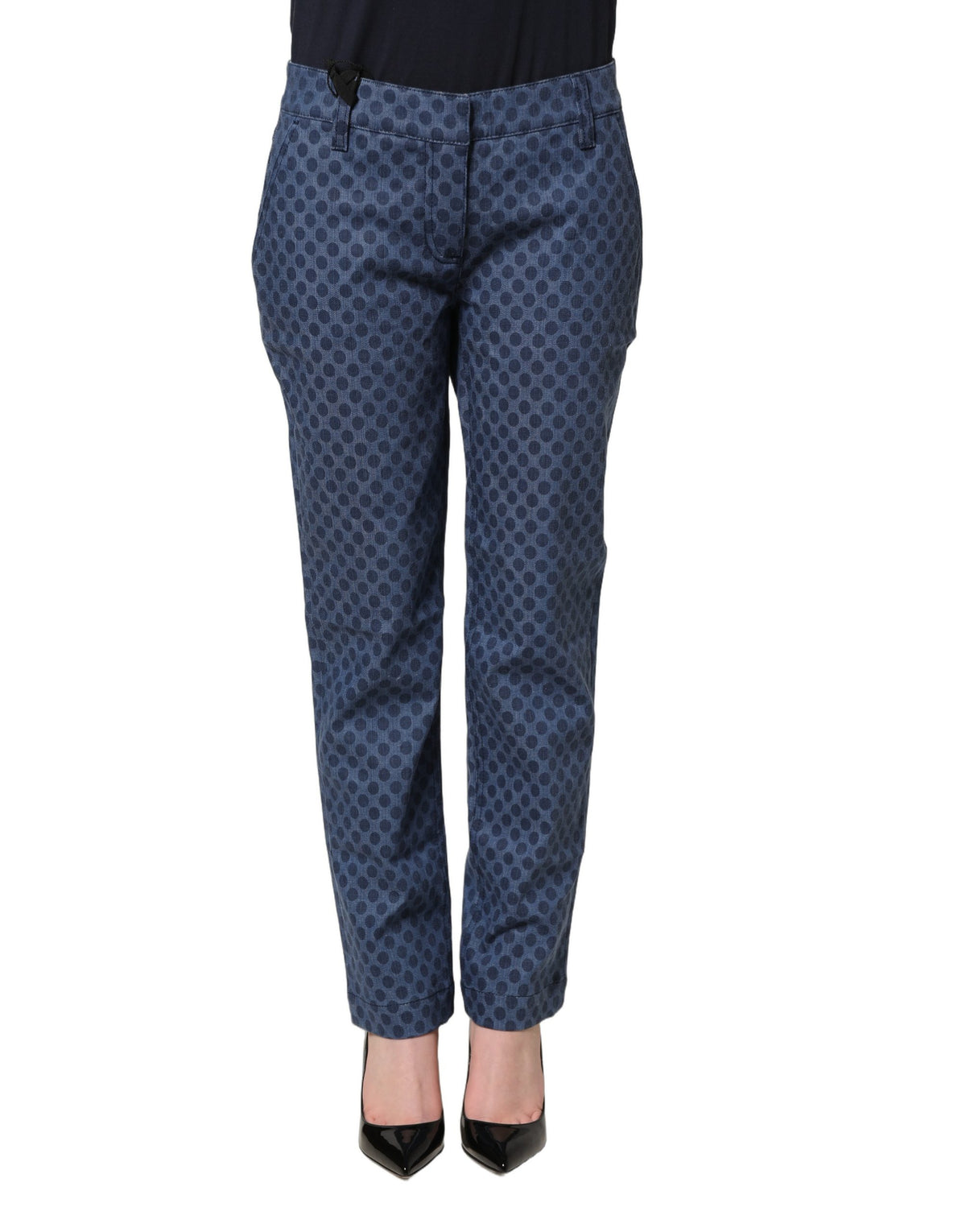 Dolce & Gabbana Blaue Capri-Jeans mit Polka-Dot-Muster und schmaler Passform