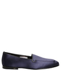 Dolce & Gabbana Blaue Satin Loafer mit Logo