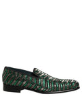 Dolce & Gabbana Silberne grüne verzierte Loafer-Schuhe