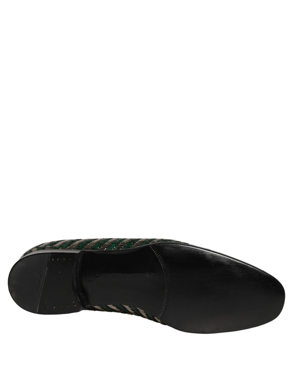 Dolce & Gabbana Silberne grüne verzierte Loafer-Schuhe