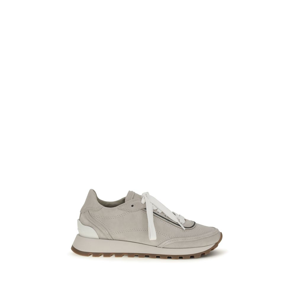 Brunello Cucinelli Graue Kalbsleder Bos Taurus Athletic Sneaker