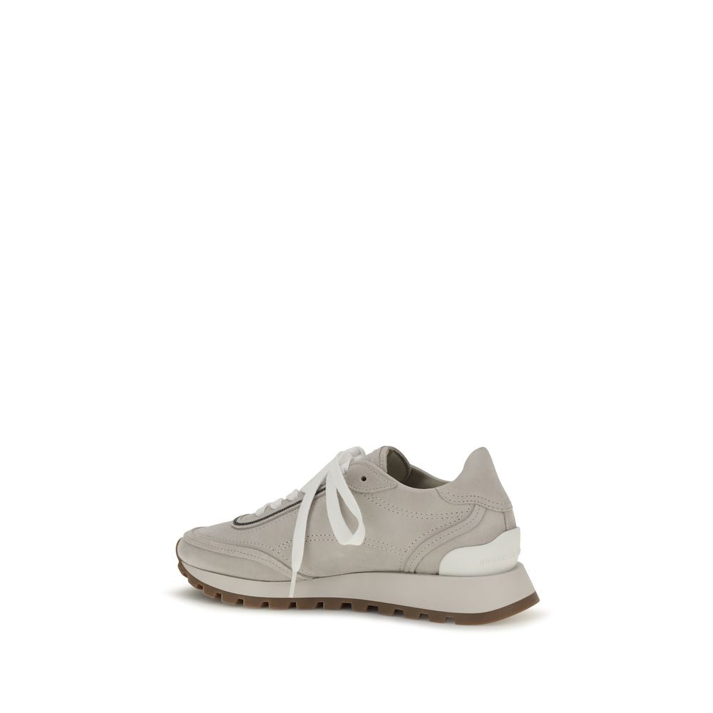 Brunello Cucinelli Graue Kalbsleder Bos Taurus Athletic Sneaker