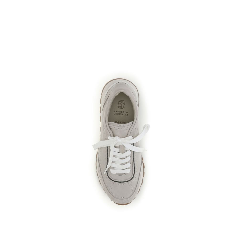Brunello Cucinelli Graue Kalbsleder Bos Taurus Athletic Sneaker