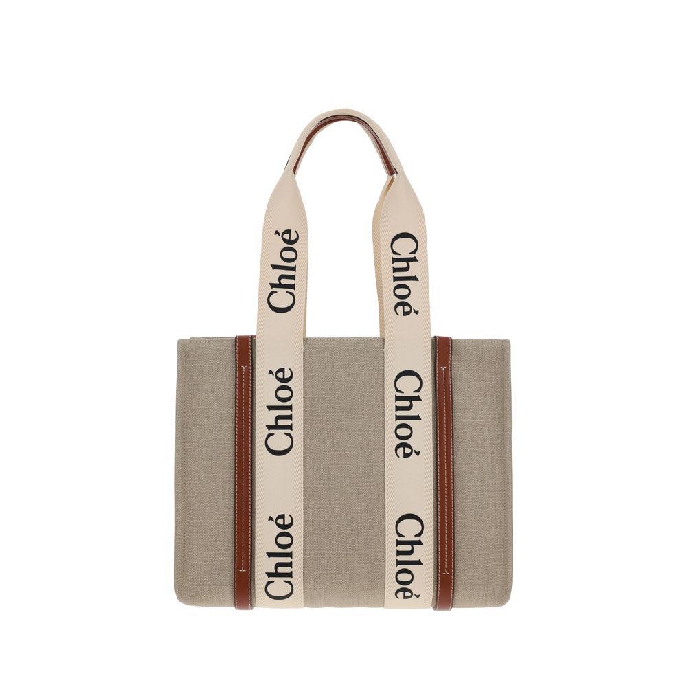 Chloé Beige Leinen Handtasche