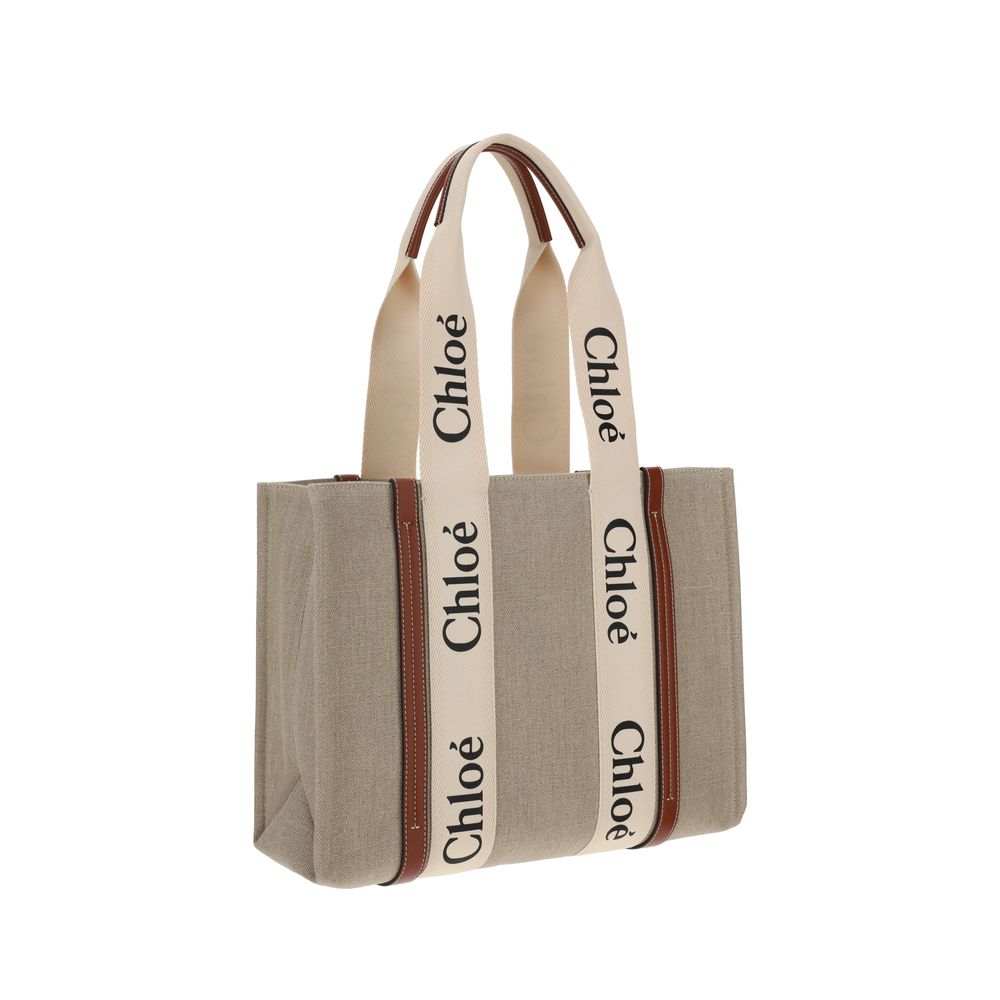 Chloé Beige Leinen Handtasche