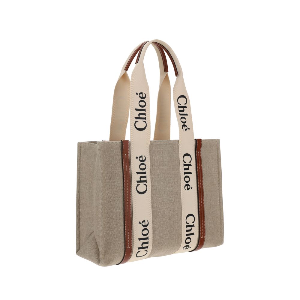 Chloé Beige Leinen Handtasche