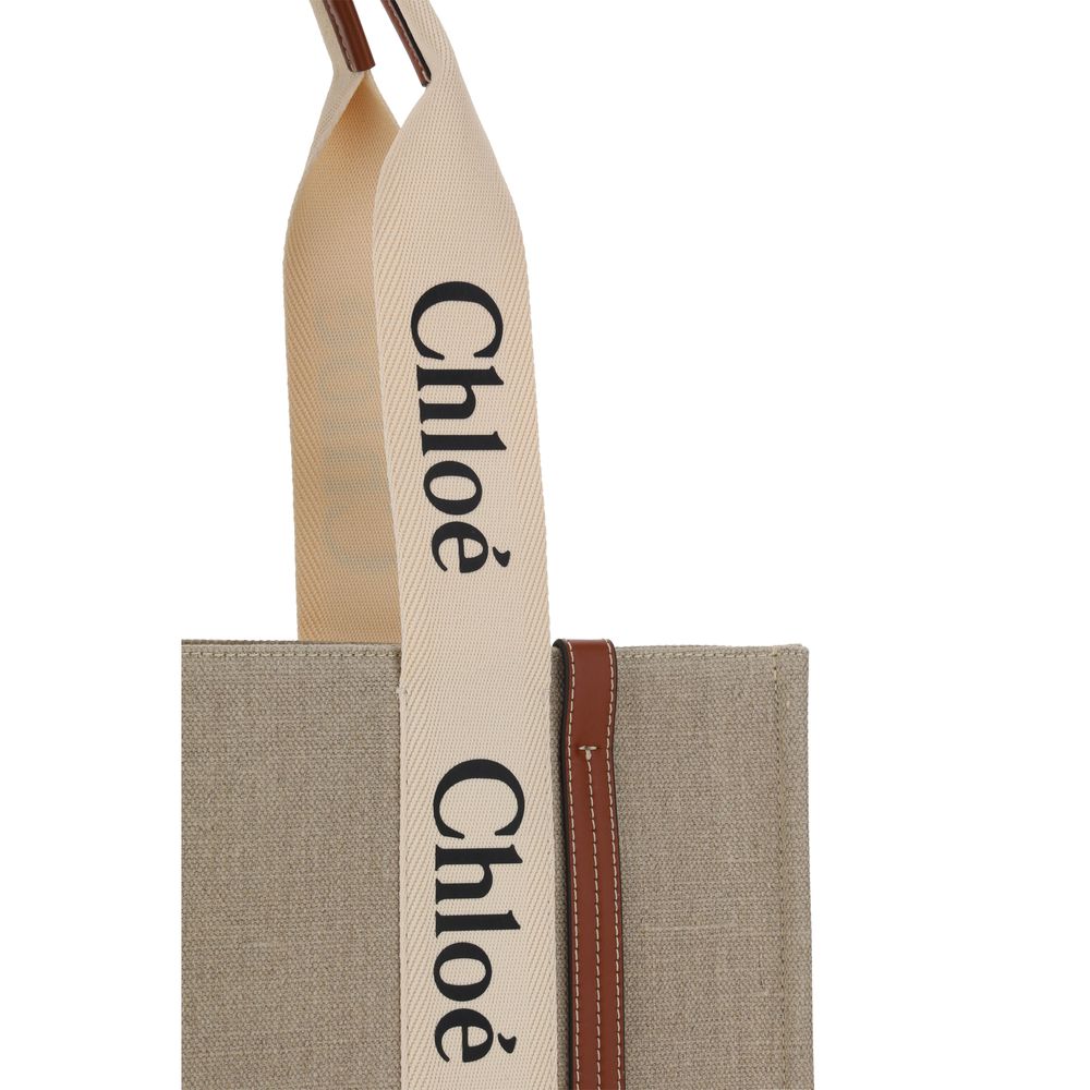 Chloé Beige Leinen Handtasche