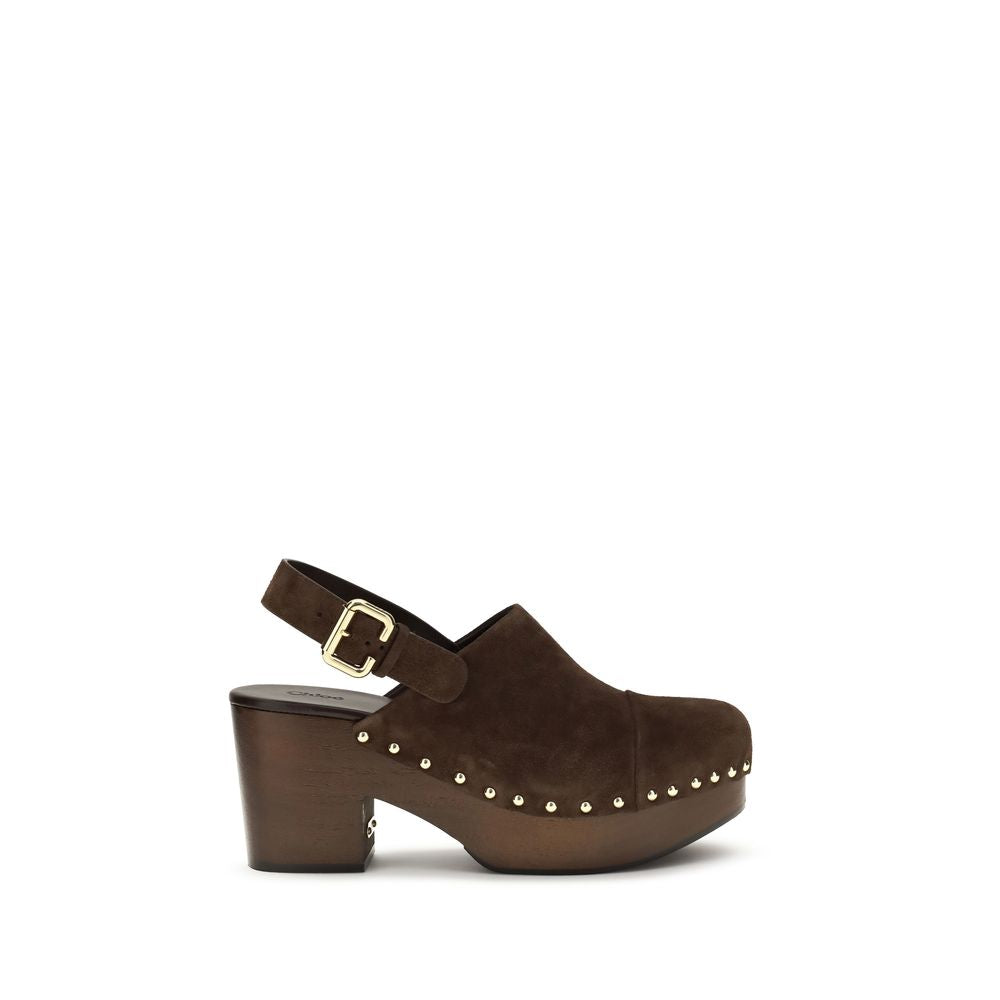 Chloé Braune Kalbsleder Bos Taurus Clogs