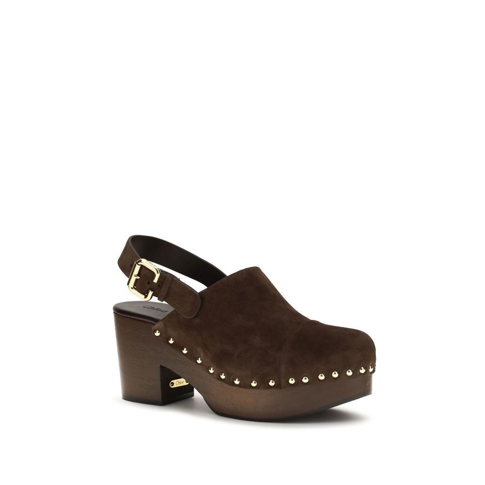 Chloé Braune Kalbsleder Bos Taurus Clogs