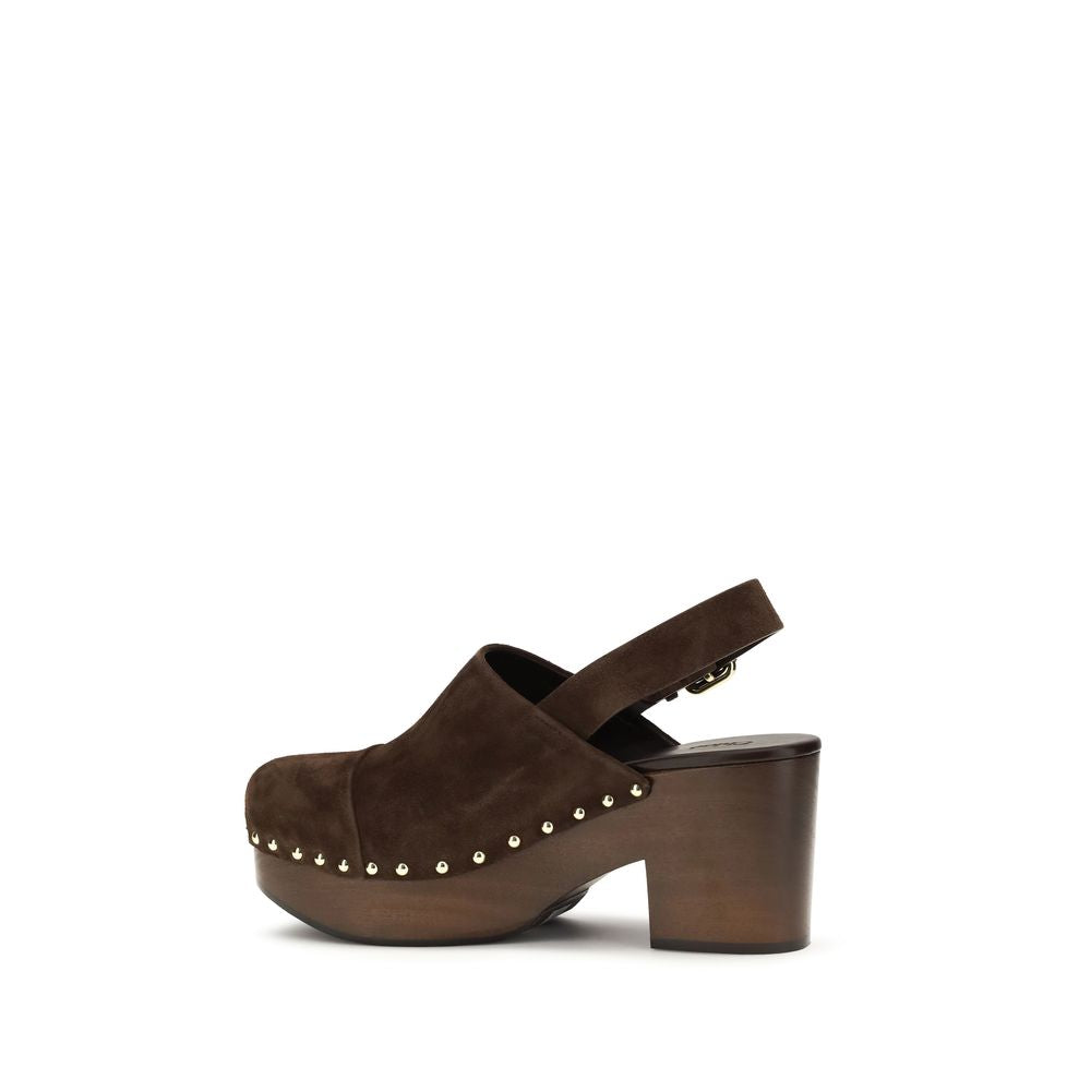 Chloé Braune Kalbsleder Bos Taurus Clogs