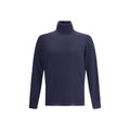 Brunello Cucinelli Blauer Wollpullover Aries Rollkragenpullover