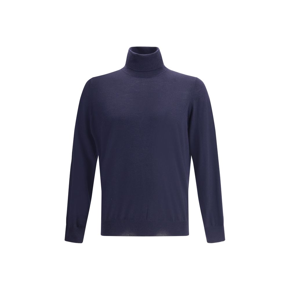 Brunello Cucinelli Blauer Wollpullover Aries Rollkragenpullover
