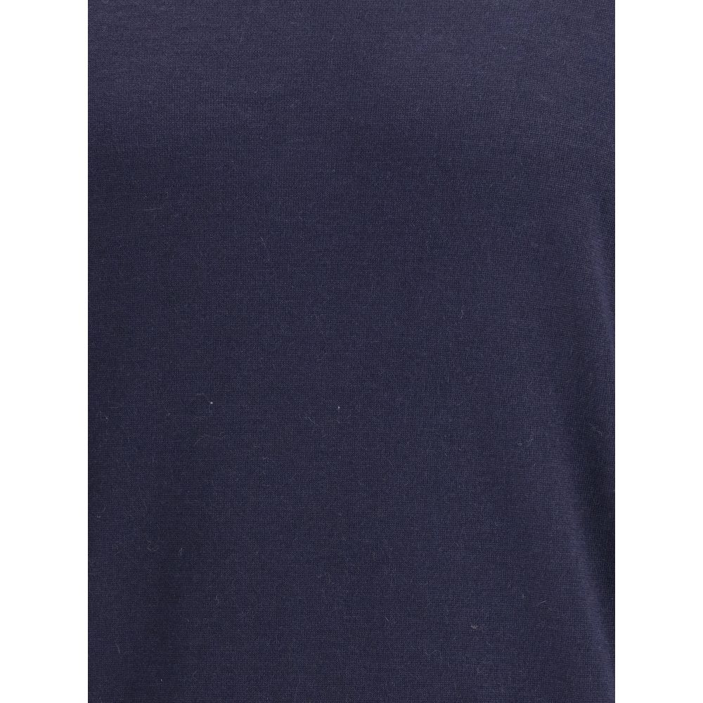 Brunello Cucinelli Blauer Wollpullover Aries Rollkragenpullover