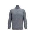 Brunello Cucinelli Grauer Wollpullover Aries mit Rollkragen