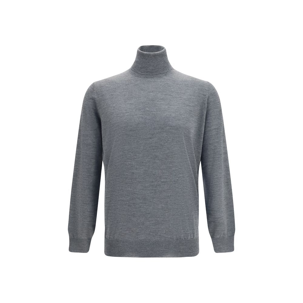 Brunello Cucinelli Grauer Wollpullover Aries mit Rollkragen