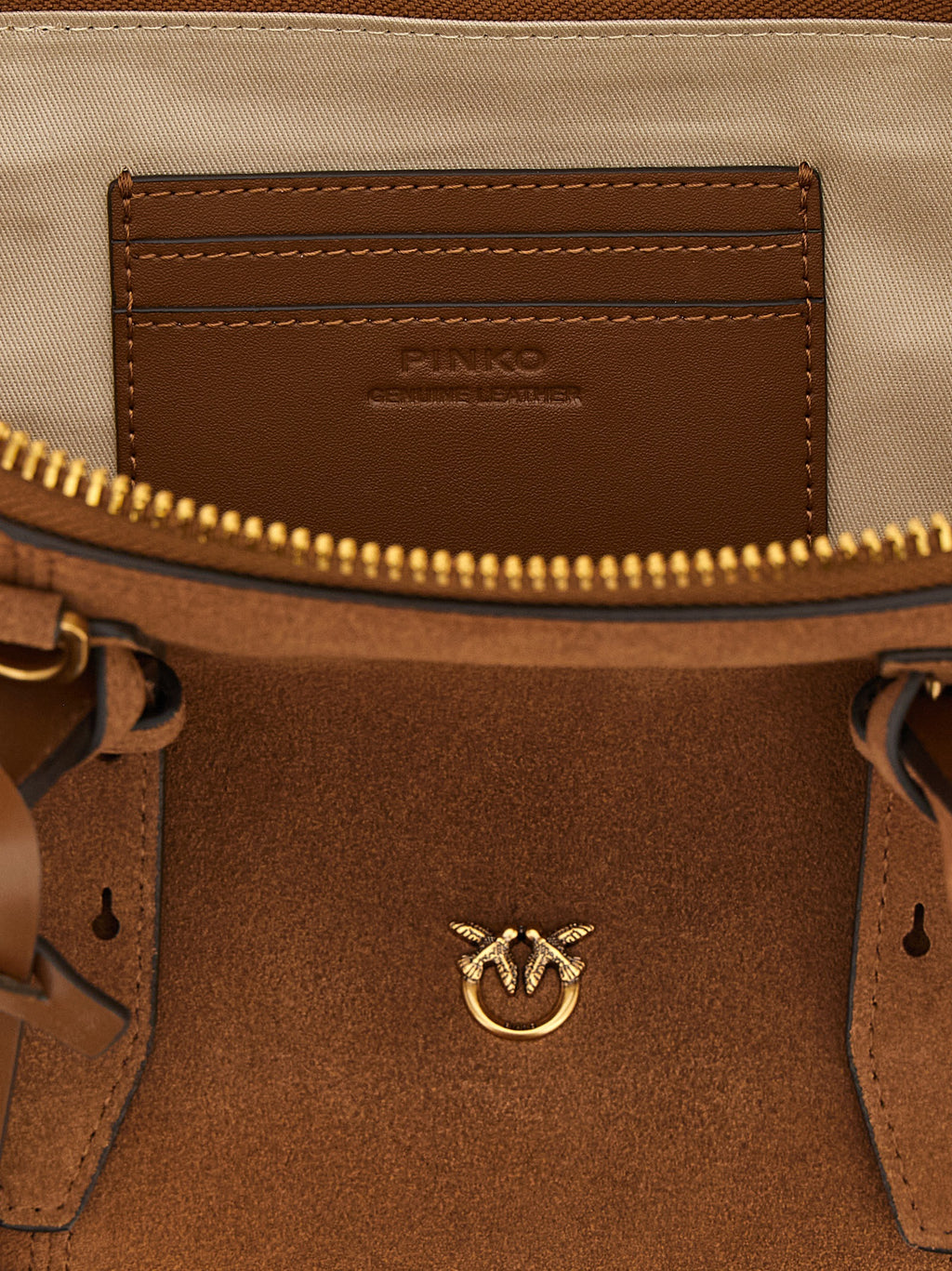 PINKO Braune Schultertasche aus Rindsleder