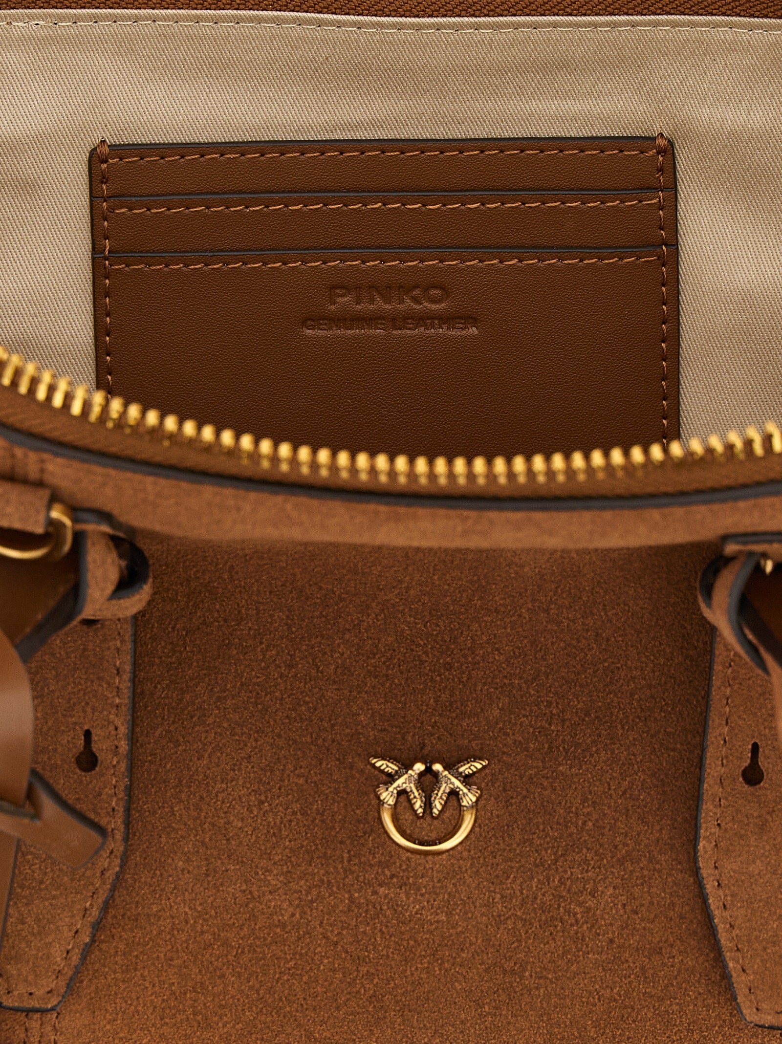 PINKO Braune Schultertasche aus Rindsleder