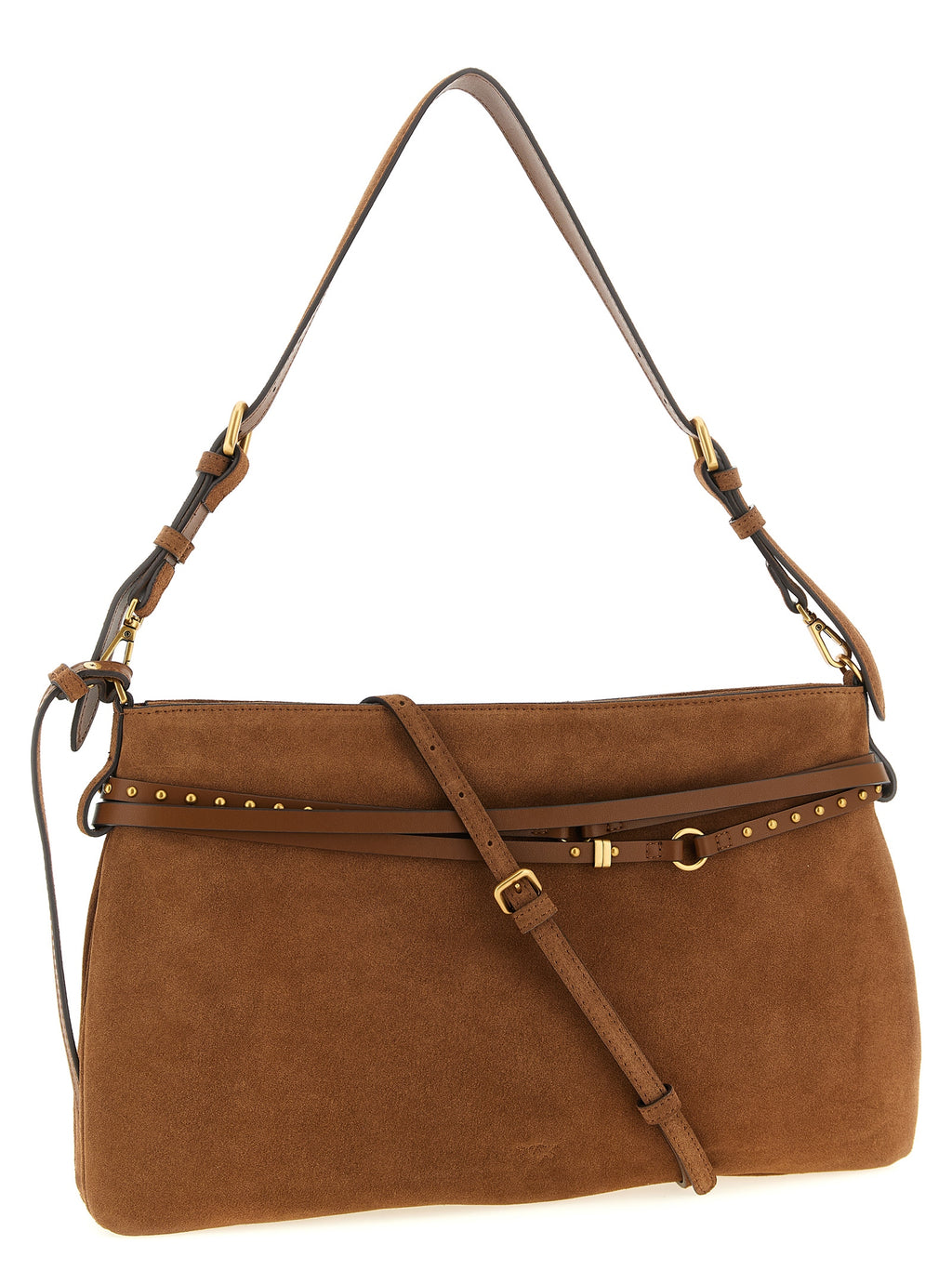 PINKO Braune Schultertasche aus Rindsleder