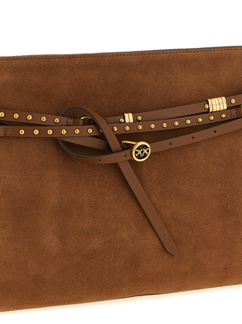 PINKO Braune Schultertasche aus Rindsleder