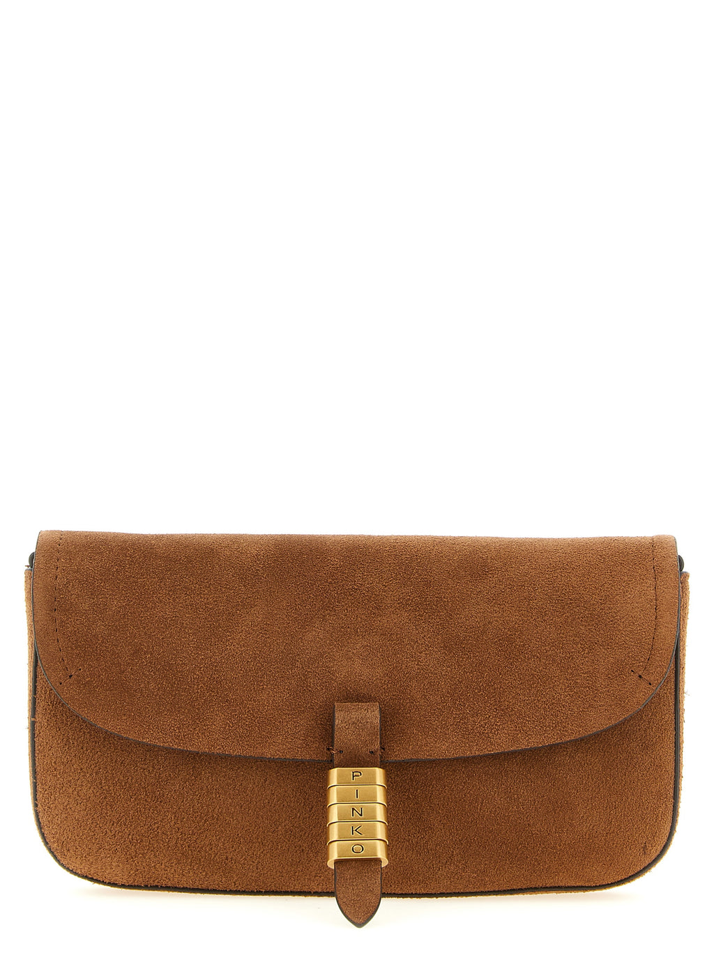 PINKO Braune Schultertasche aus Rindsleder
