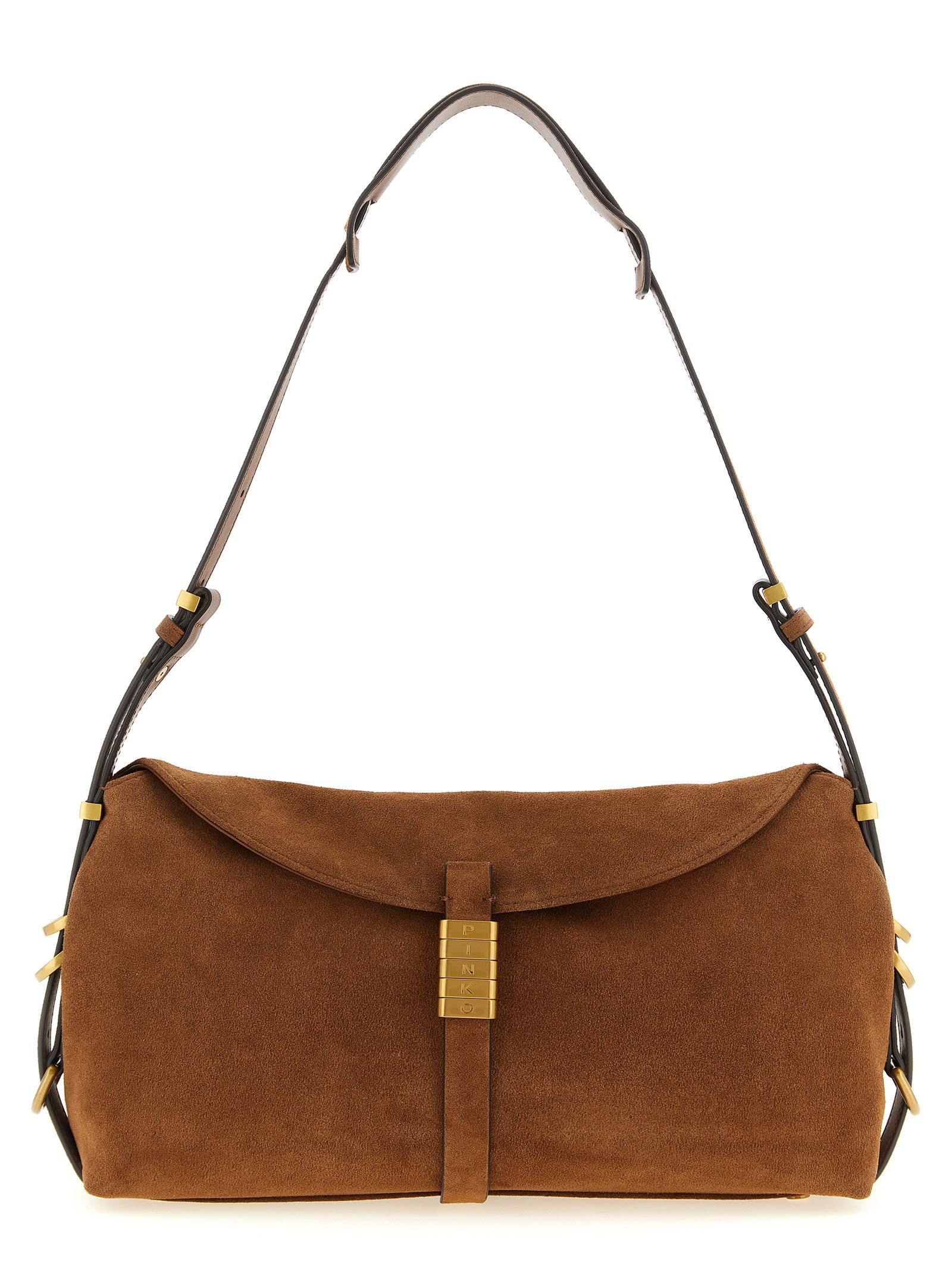 PINKO Braune Schultertasche aus Rindsleder