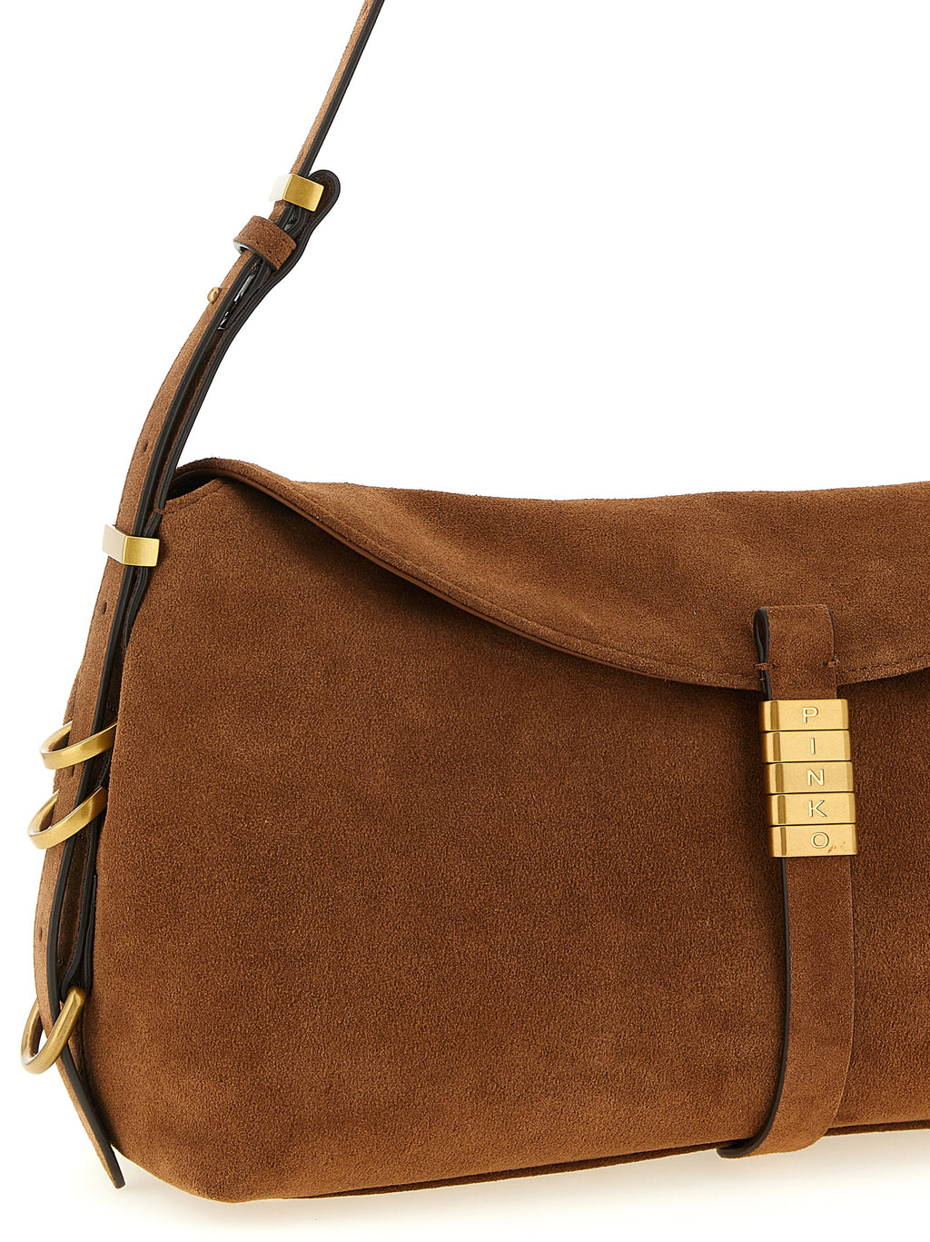 PINKO Braune Schultertasche aus Rindsleder