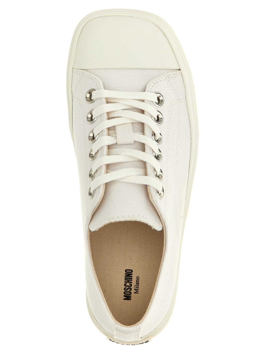 Moschino Weiße Low-Top-Sneaker aus Baumwolle