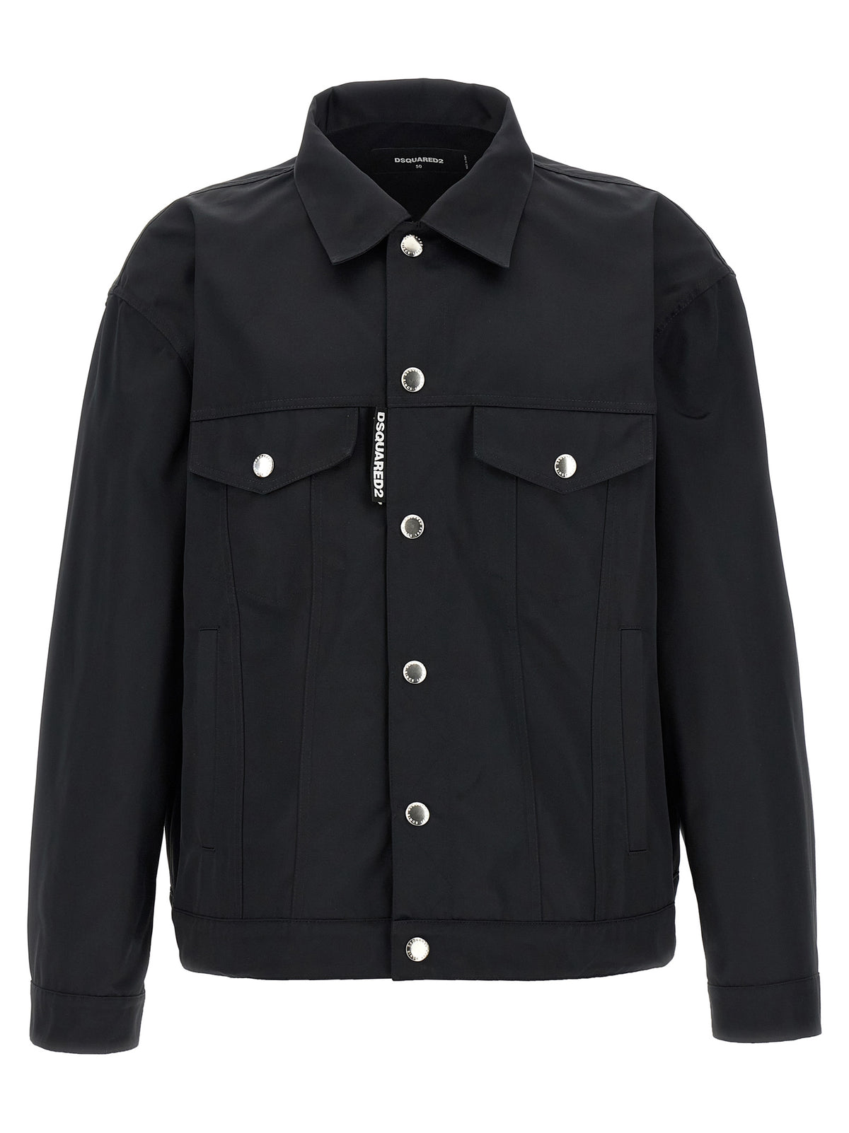 Dsquared² Schwarze Polyester-Jacke in voller Länge