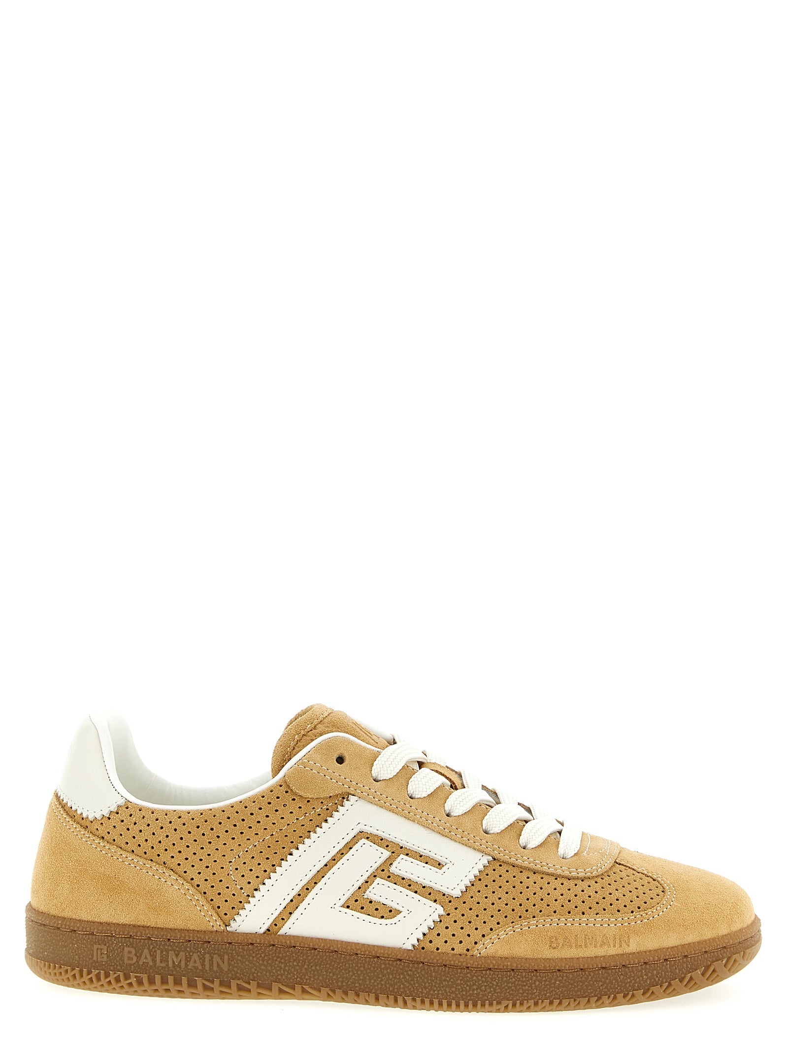 Balmain Beige Kalbsleder Low-Top-Sneaker