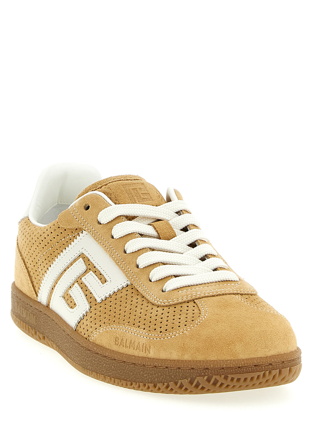 Balmain Beige Kalbsleder Low-Top-Sneaker