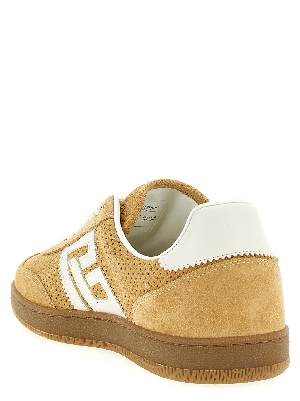 Balmain Beige Kalbsleder Low-Top-Sneaker