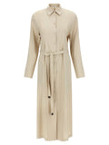 Max Mara Langes beiges Leinenkleid