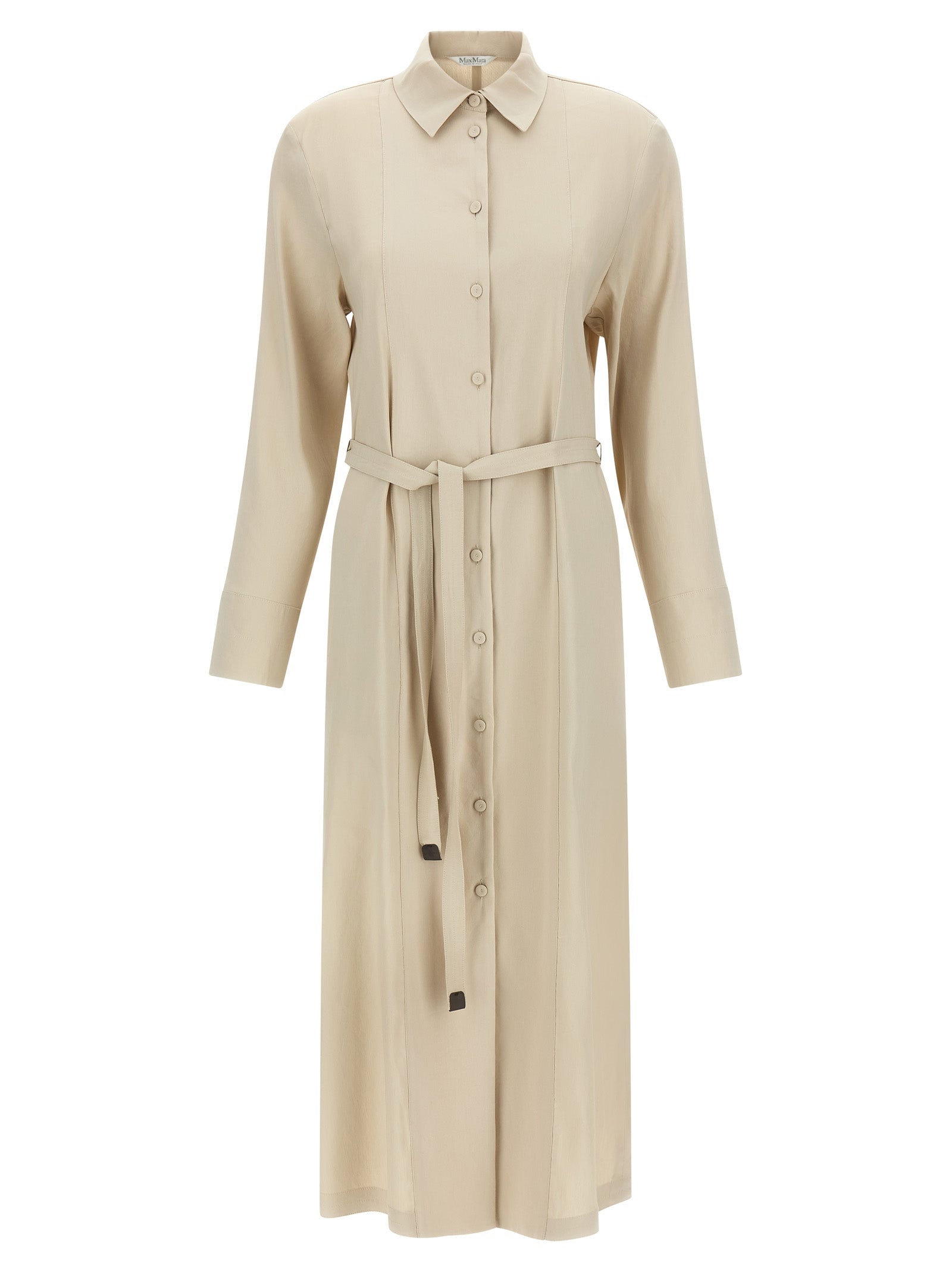 Max Mara Langes beiges Leinenkleid